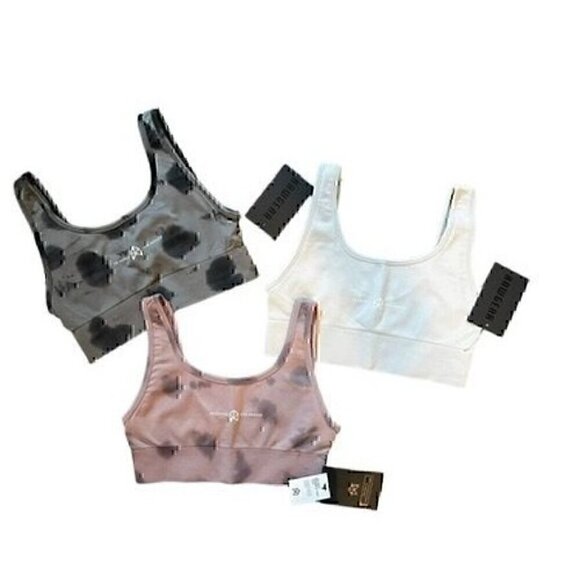 RAW GEAR 3 PIECE SPORT BRA BUNDLE, TIE DYE  BLACK, BURGENDY, GREY, SMALL - Picture 1 of 3